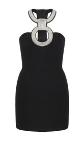 TRÄGERLOSES MINIKLEID IN SCHWARZ